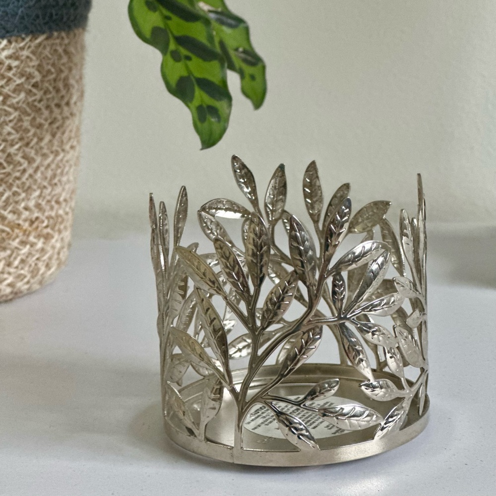 2 Bath & Body Works “Silver Branches” single-wick candle holders
